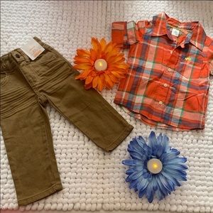 Carters Boy plaid shirt & skinny jeans